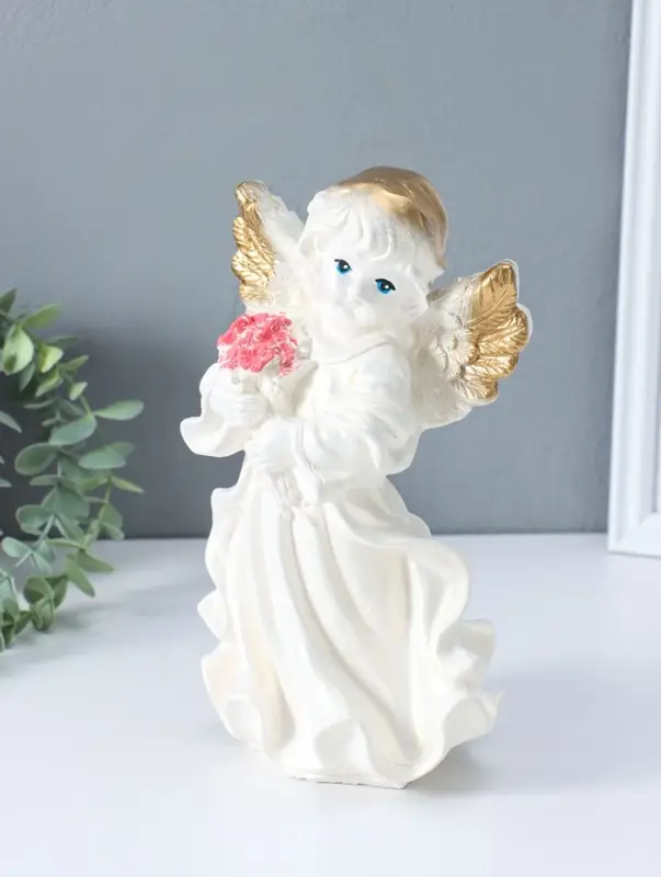 Фигура "Ангел в платье" перламутр 25х15х15см