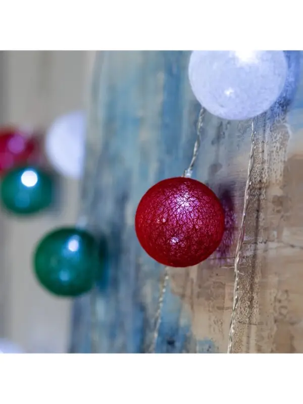 Гирлянда &laquo;Нить&raquo; 5 м с насадками &laquo;Клубки лесные&raquo;, IP20, прозрачная нить, 20 LED, свечение белое, 220 В