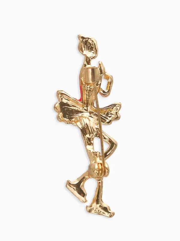 Брошь &laquo;Фигуристка&raquo;, белая, малиновый в золоте