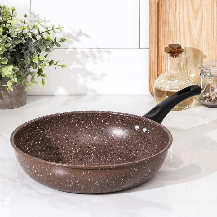 Сковорода Rock, d=25 см, пластиковая ручка, антипригарное покрытие, цвет коричневый Сковорода Rock, d=25 см, пластиковая ручка, антипригарное покрытие, цвет коричневый