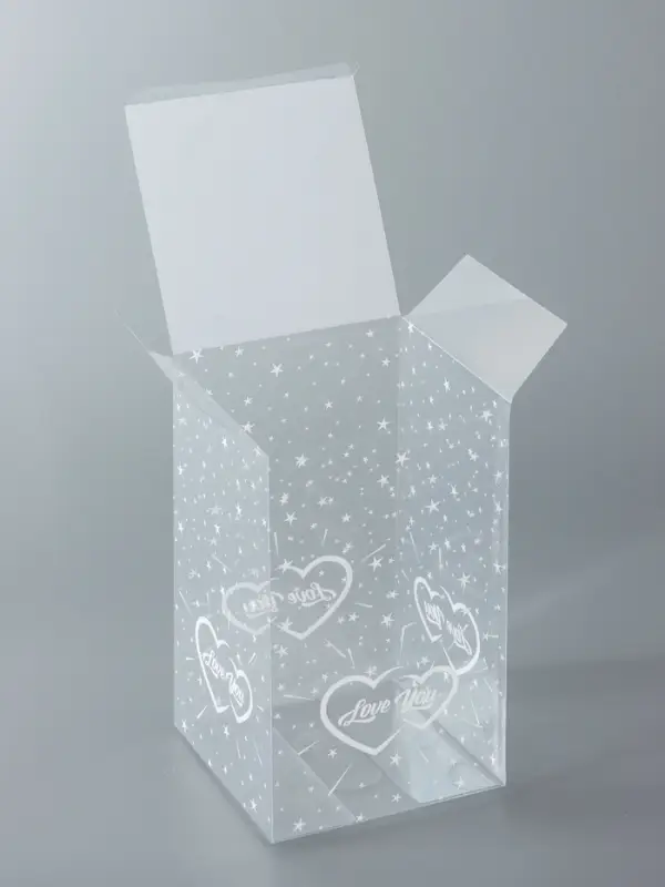 Складная прозрачная коробка из PVC, для упаковки подарков, LOVE YOU, 11&times;11&times;18 см