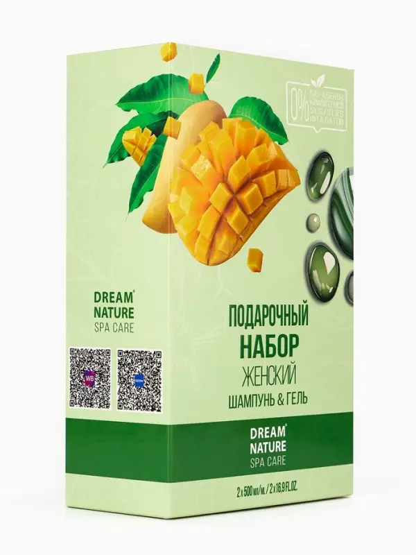 Подарочный набор женский DREAM NATURE SPA CARE манго + увлажнение и питание: гель для душа и шампунь Подарочный набор женский DREAM NATURE SPA CARE манго + увлажнение и питание: гель для душа и шампунь