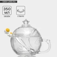 Кружка &laquo;Космос&raquo;, 350 мл, с крышкой и ложкой, стекло, прозрачная