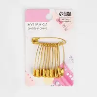 Булавки английские, 37 мм, 10 шт., цвет золотой