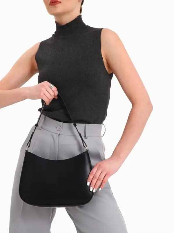 Сумка женская багет TEXTURA на молнии, 28&times;6&times;17 см, чёрная