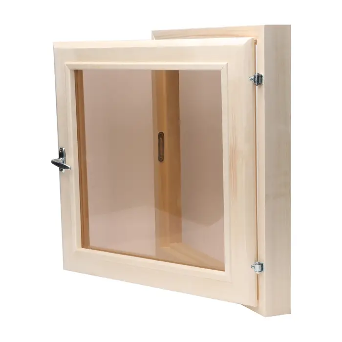 Окно деревянное для бани и сауны, 60&times;60 см, двойное стекло, тонированное