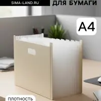Папка для бумаги А4 пластиковая Calligrata, 12 отделений, бежевая