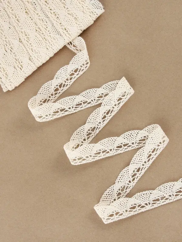 Кружево вязаное, 20 мм, 15&plusmn;1 м, бежевое