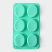 Форма для выпечки Доляна &laquo;Фигуры. Овал&raquo;, силикон, 28&times;16&times;2 см, 6 ячеек, бирюзовая