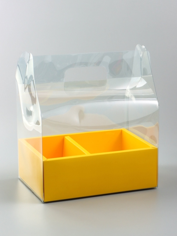 Коробка с PVC для цветов и десертов 26 х 18 х 30 см, желтый Коробка с PVC для цветов и десертов 26 х 18 х 30 см, желтый