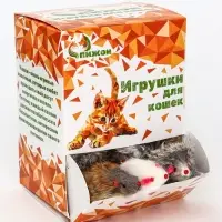 Мышь, 7.5 см, натуральный мех, фасовка 30 шт., цвет МИКС белый, серый