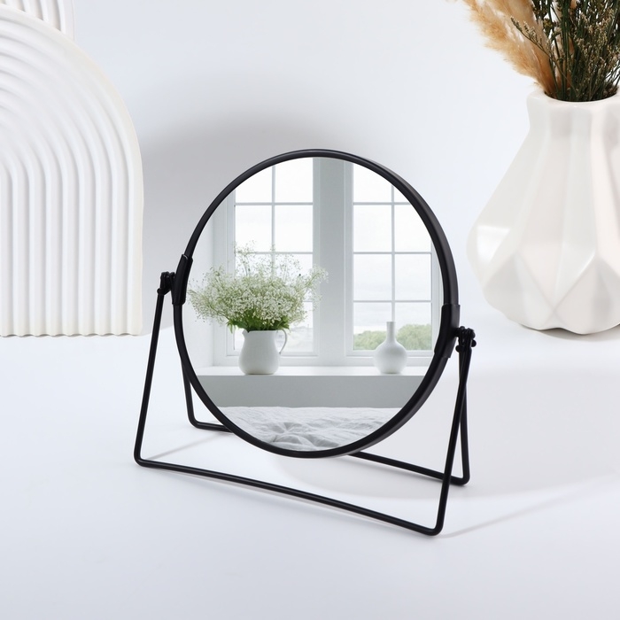 Зеркало настольное «Круг», двустороннее, с увеличением, d зеркальной поверхности 16 см, цвет чёрный Зеркало настольное «Круг», двустороннее, с увеличением, d зеркальной поверхности 16 см, цвет чёрный