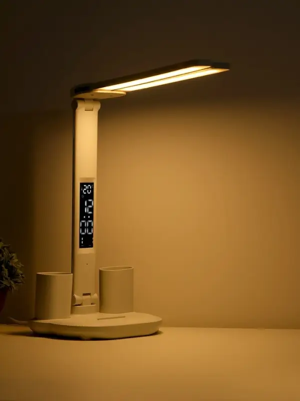 Часы - лампа электронные: календарь, термометр, LED, 3 режима, USB, 32&times;12&times;17 см