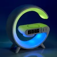 Портативная колонка - ночник G63, 15 Вт колонка, 15 W зарядка, 1800 мАч, подсветка, белая