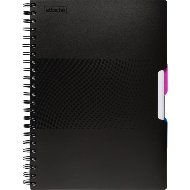 Бизнес-тетрадь А4,140л,кл,спир,пласn.обл,2разд Attache DIGITAL черн 876745