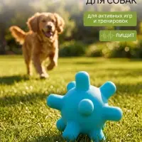 Игрушка для собак с пищалкой &laquo;Мячик шипы&raquo;, 5 см, голубая