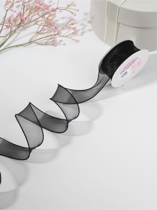 Лента капроновая «Волна», с блеском, 40 мм, 10 ± 1 м, цвет чёрный №42