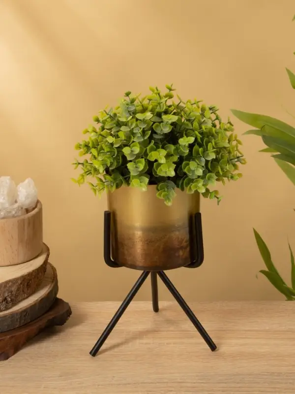 Кашпо на подставке  Кашпо на подставке "Малахит" железо 12х12х21 см