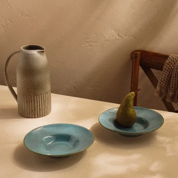 Тарелки для пасты SL Home &laquo;Аззура&raquo;, 160 мл, d=21.8 см, набор 2 шт., фарфор, бирюзовые