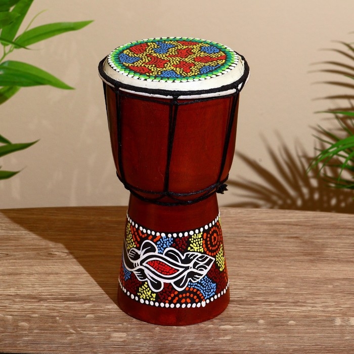Сувенирный музыкальный инструмент Сувенирный музыкальный инструмент "Барабан Джембе Разноцветный" 13x13x24 см, МИКС