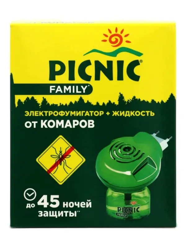 Комплект фумигатор+жидкость от комаров Picnic Family, 30 мл, 45 ночей