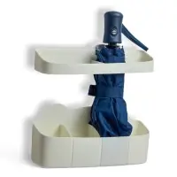 Подставка для зонтов, пластик, 23.5&times;7.5&times;11 см, 6.5&times;23.5&times;4 см, белая