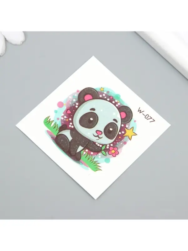 Переводная тату на тело цветная &laquo;Малыш панды с цветочком&raquo;, 6&times;6 см