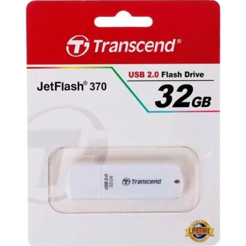 Флеш-память Transcend JetFlash 370, 32Gb, USB 2.0, бел, TS32GJF370