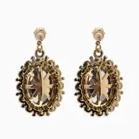 Серьги со стразами "Овал грань", цвет изумрудный в золоте