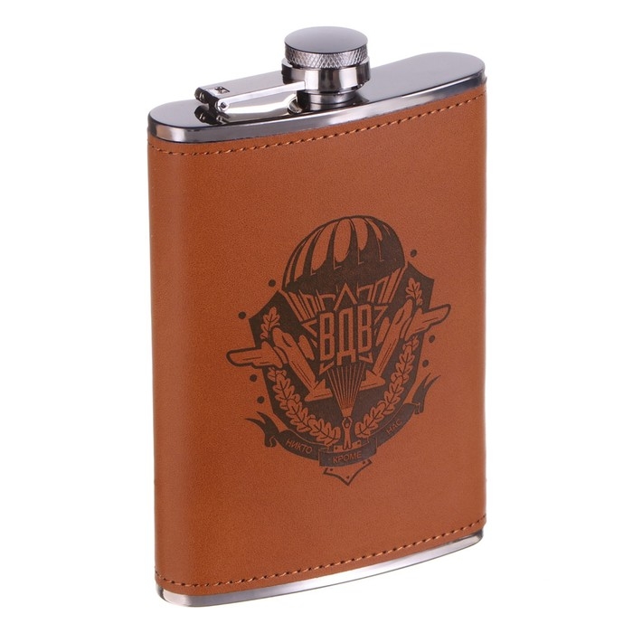 Фляжка для алкоголя 270 мл, Фляжка для алкоголя 270 мл, "ВДВ", нержавеющая сталь, подарочная, армейская, 9 oz