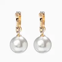 Серьги с жемчугом &laquo;Грейс&raquo;, две бусины, белые в золоте, шар №20