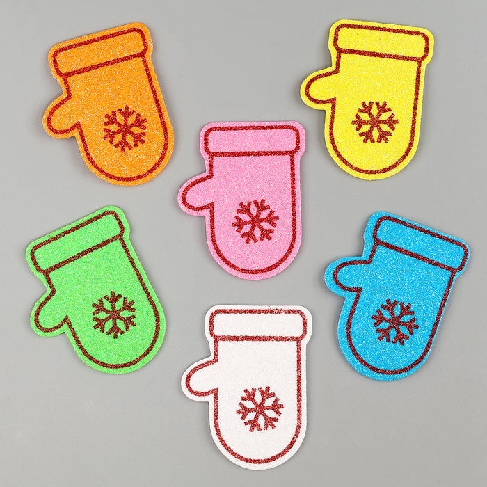 Набор наклеек из EVA  Набор наклеек из EVA "Варежки", 6 шт, цвет МИКС