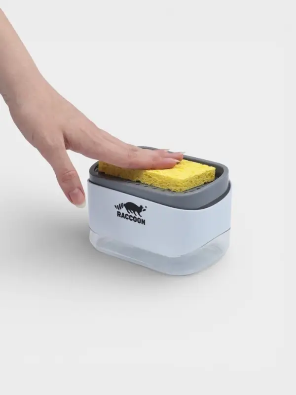 Дозатор для моющего средства с подставкой для губки Raccoon, губка в комплекте