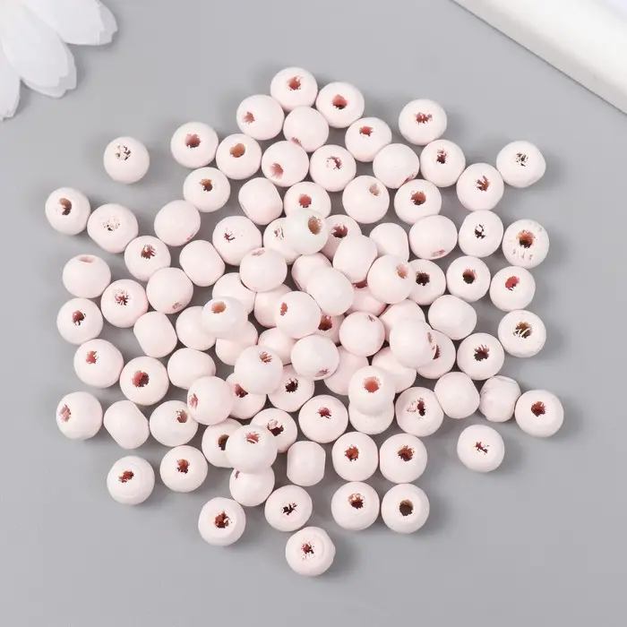 Бусины для творчества дерево "Дерзкий розовый" d-0,8 см, набор 20 гр