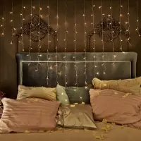 Гирлянда &laquo;Бахрома&raquo; 2&times;1.5 м с насадками &laquo;Сердце&raquo;, IP20, прозрачная нить, 124 LED, свечение тёплое белое, 220 В