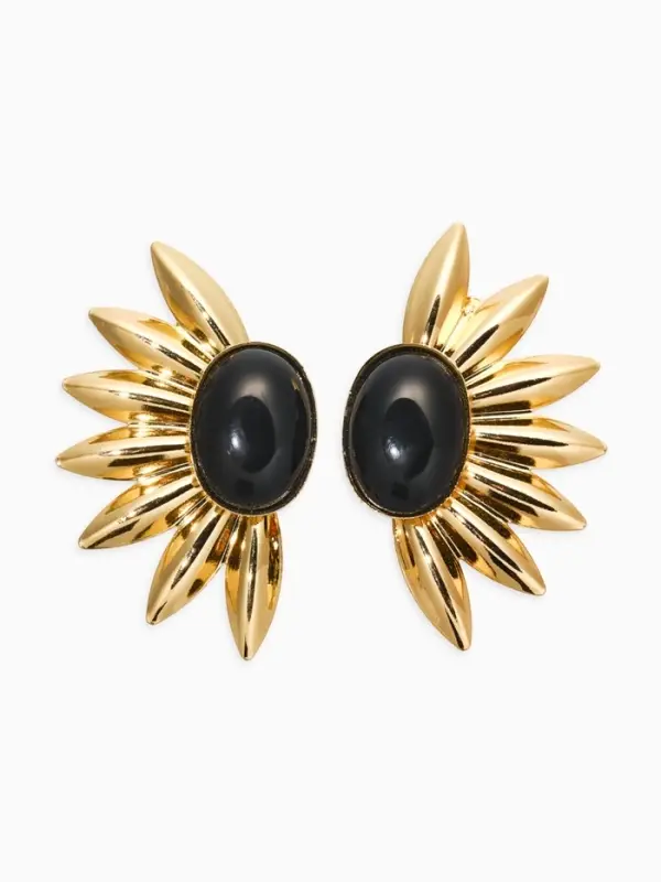 Серьги &laquo;полу солнце&raquo;, чёрные в золоте