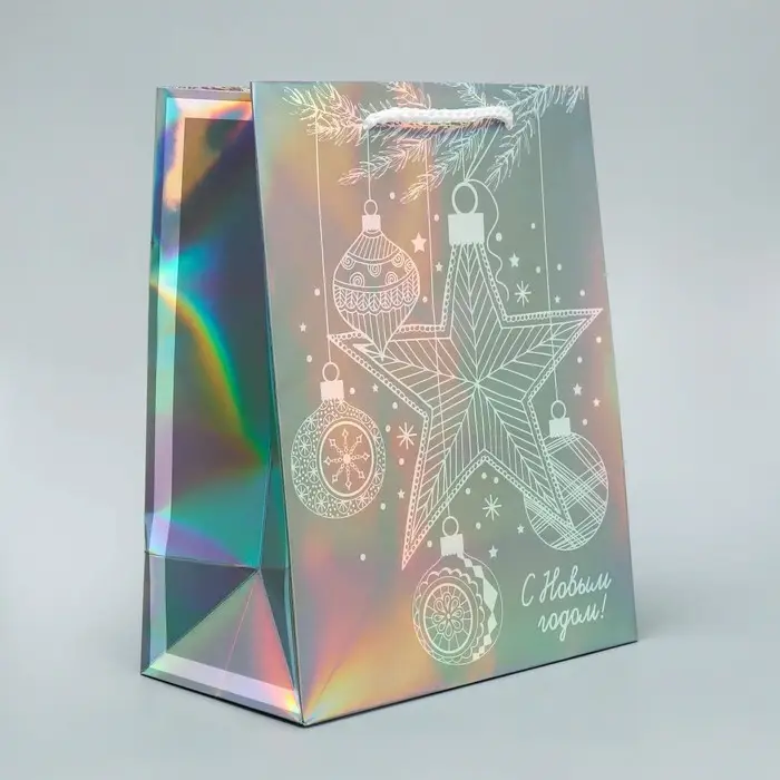 Пакет голографический «Звезда», MS 18 х 23 х 10 см
