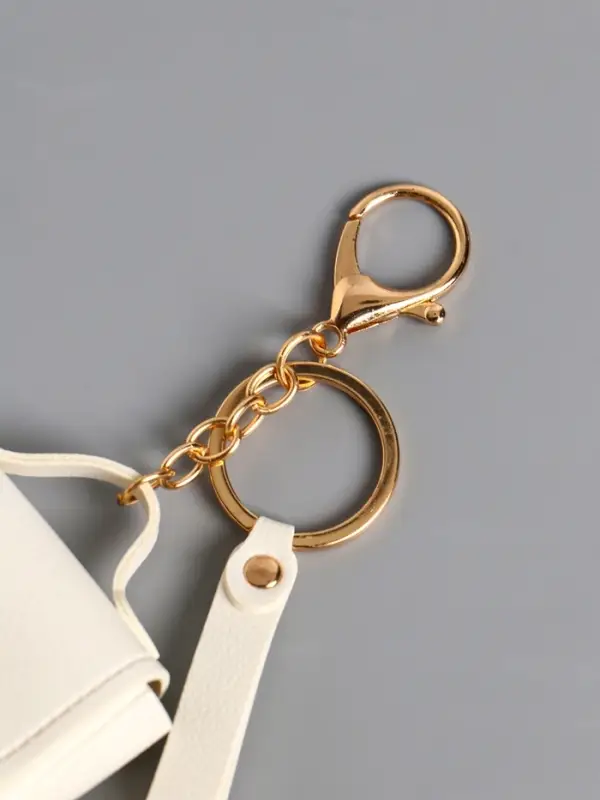 Брелок кожзам с карабином, с ремешком Брелок кожзам с карабином, с ремешком "Сумочка" белоснежный 6,2х2,5х7 см