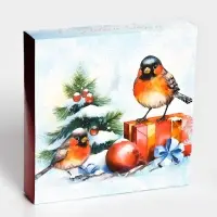 Коробка под 16 конфет новогодняя &laquo;Снегири&raquo;, 17.5&times;17.5&times;3.5 см