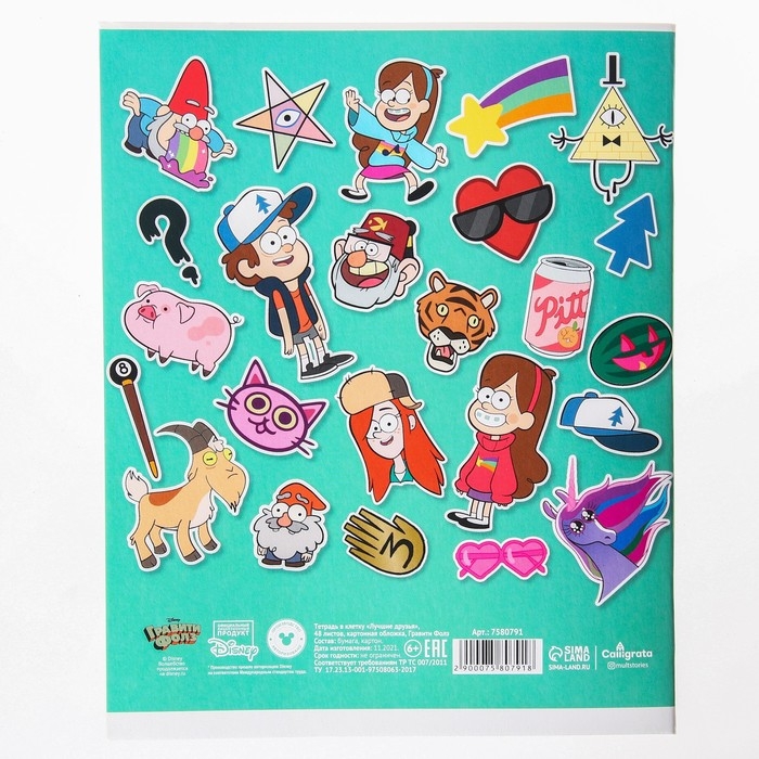 Тетрадь 48 листов в клетку, картонная обложка Тетрадь 48 листов в клетку, картонная обложка "Лучшие друзья", Гравити Фолз