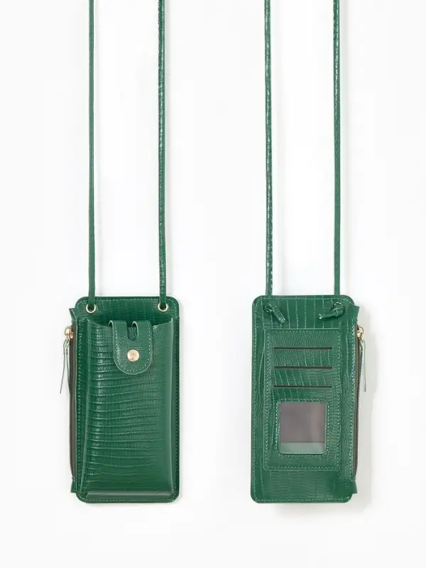 Сумка на магните, с длинным ремнём, однотонная, 10&times;2.5&times;20 см, зелёная