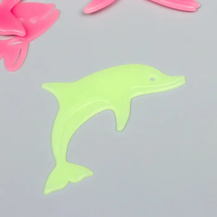 Наклейка фосфорная пластик "Дельфины" набор 6 шт 20х13 см