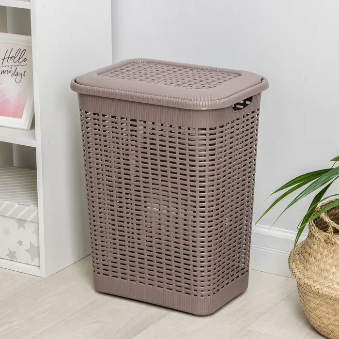 Корзина бельевая, 50 л, 42&times;31&times;56 см, с крышкой, МИКС