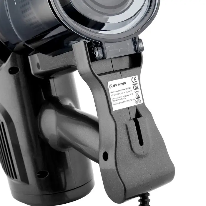 Пылесос BRAYER 4269BR, вертикальный, 600 Вт, 0,8 л, 70 дБ, 8 м, 2.8 кг, 2 насадки