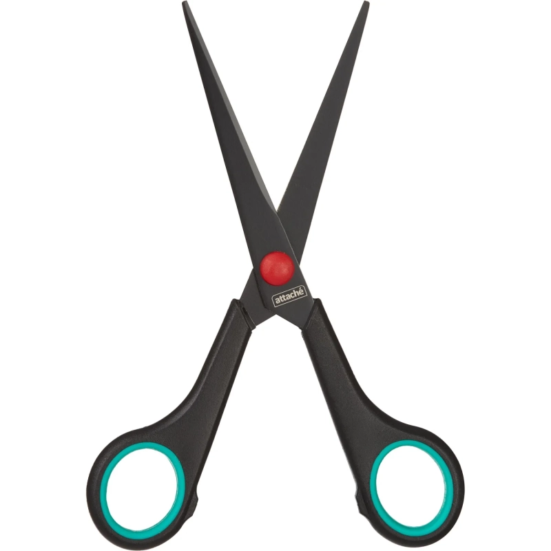 Ножницы Attache 170 мм с пласт. прорезин. ручками, тефл.покр.цв.черн/красн