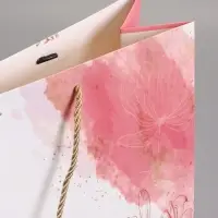 Пакет подарочный "Мрамор" , розовый , с бантиком , 43 х 32 х 14 см