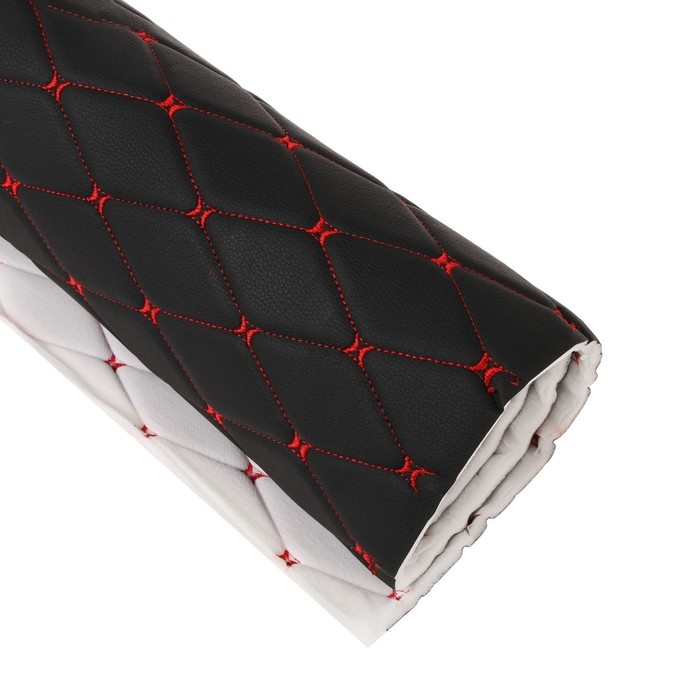 Обшивка салона авто 100×160×0,7 см, кожзам/поролон, ромб, красная строчка Обшивка салона авто 100×160×0,7 см, кожзам/поролон, ромб, красная строчка