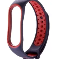Ремешок для фитнес-браслета Mi Band 5/6/7 Luazon, с перфорацией, чёрный, красный