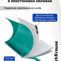 Тетрадь 48 листов в клетку, ErichKrause CoverPro Reef matt, пластиковая обложка, бирюзовый