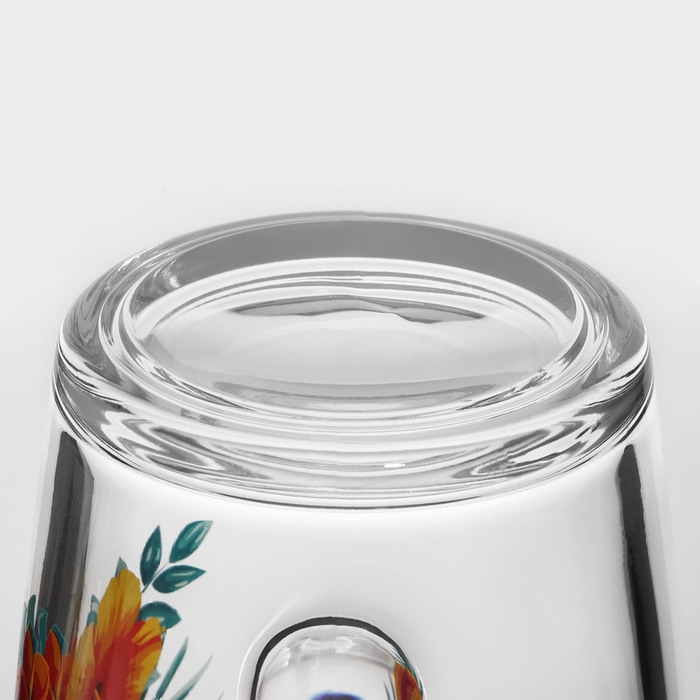 Кружка стеклянная «Тропические цветы», 300 мл, рисунок МИКС Кружка стеклянная «Тропические цветы», 300 мл, рисунок МИКС